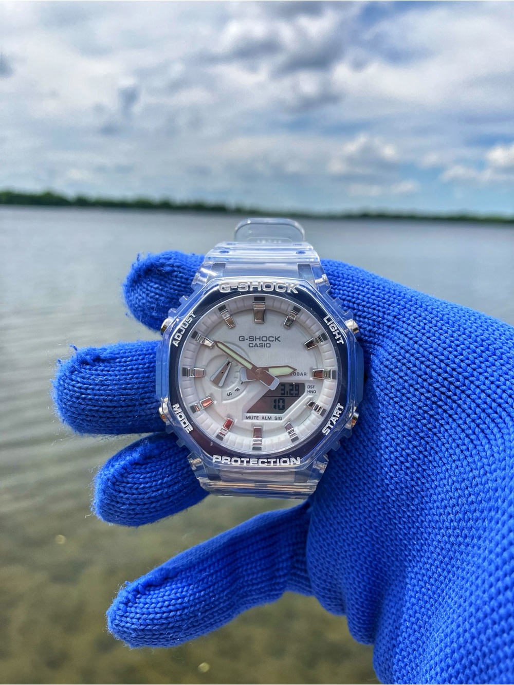 Custom G Shock Clear White and Silver Color-way